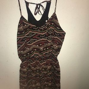 Colorful tie-strap tribal print dress